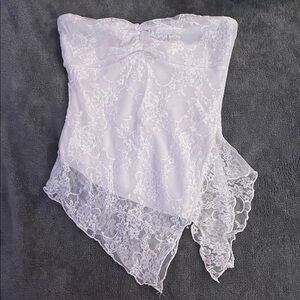 Just Polly White Lace Strapless Top